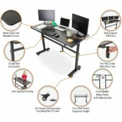 Tranzendesk Standing Desk with Front Handle and Detachable Wheels - 55” Sit to Stand Workstation – Black – Stand Steady -Outlet Desks Store unnamed file 10011