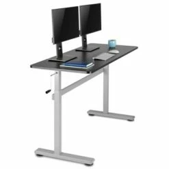 Tranzendesk Standing Desk – 55" Manual Height Adjustable Workstation – Black with Silver Legs – Stand Steady -Outlet Desks Store unnamed file 10058