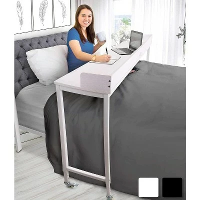 Joy Overbed Table with Wheels – 69.5” Height Adjustable Desk -- Best Fits Full & Queen Beds – White - Stand Steady 5 Joy Overbed Table with Wheels – 69.5” Height Adjustable Desk -- Best Fits Full & Queen Beds – White - Stand Steady - Image 3