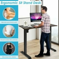 Costway Electric Sit to Stand Adjustable Desk Frame w/ Button Controller Black/White -Outlet Desks Store unnamed file 10105