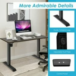 Costway Electric Sit to Stand Adjustable Desk Frame w/ Button Controller Black/White -Outlet Desks Store unnamed file 10107