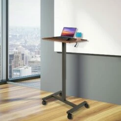 24.4" Airlift Spring Height Adjustable Sit-Stand Mobile Laptop Computer Desk Cart - Seville Classics Black