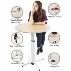Multifunctional Round Table with Pneumatic Height Adjustment – White – Stand Steady -Outlet Desks Store unnamed file 10145