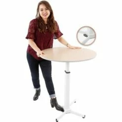 Multifunctional Round Table with Pneumatic Height Adjustment – White – Stand Steady -Outlet Desks Store unnamed file 10148