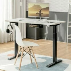 Costway Hand Crank Sit to Stand Desk Frame Height Adjustable Standing Base Black -Outlet Desks Store unnamed file 10150