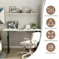 Costway Hand Crank Sit to Stand Desk Frame Height Adjustable Standing Base Black -Outlet Desks Store unnamed file 10152