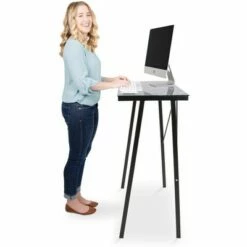 Joy Glass Standing Desk – 31” Modern Multifunctional Table - Marble Print - Stand Steady