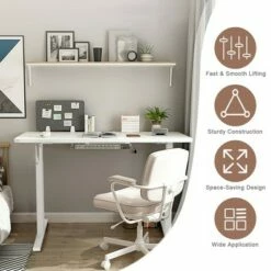 Costway Hand Crank Sit to Stand Desk Frame Height Adjustable Standing Base White -Outlet Desks Store unnamed file 10214