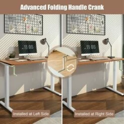 Costway Hand Crank Sit to Stand Desk Frame Height Adjustable Standing Base White -Outlet Desks Store unnamed file 10216