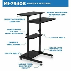Mount-It! 27.5"W Mobile Height Adjustable Desk Black Plastic/Steel MI-7940-BLACK -Outlet Desks Store unnamed file 10233