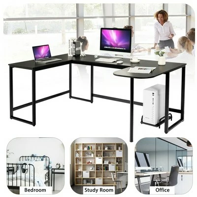 Costway 79'' U-Shaped Computer Desk Home Office Workstation w/ CPU Stand Brown/Black 6 Costway 79'' U-Shaped Computer Desk Home Office Workstation w/ CPU Stand Brown/Black - Image 4