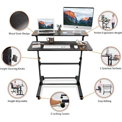 Tranzendesk Dual Level Standing Desk – 40" Mobile Height Adjustable Workstation – Black – Stand Steady 6 Tranzendesk Dual Level Standing Desk – 40" Mobile Height Adjustable Workstation – Black – Stand Steady - Image 4