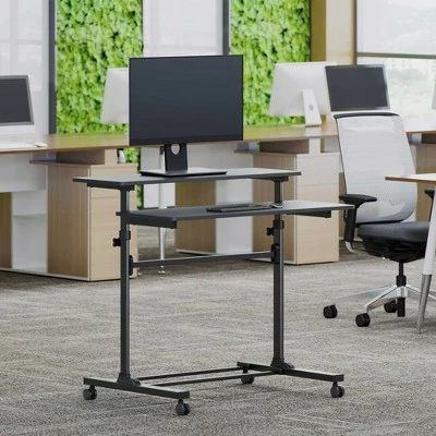 Tranzendesk Dual Level Standing Desk – 40" Mobile Height Adjustable Workstation – Black – Stand Steady 12 Tranzendesk Dual Level Standing Desk – 40" Mobile Height Adjustable Workstation – Black – Stand Steady - Image 10