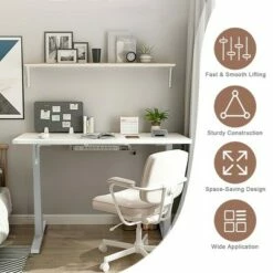 Costway Hand Crank Sit to Stand Desk Frame Height Adjustable Standing Base Black/Grey/White -Outlet Desks Store unnamed file 10257