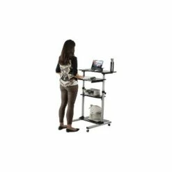 Mount-It! 27.5"W Mobile Height Adjustable Desk Silver Plastic/Steel MI-7940 -Outlet Desks Store unnamed file 10285