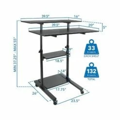 Mount-It! Mount-lt! 37"-55" Adjustable Monitor Rolling Stand up Desk Black MI-7970B