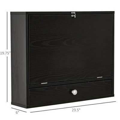 HomCom Wall Mounted Writing Computer Desk Workstation with Foldable Space Saving Design & Ample Interior Storage 6 HomCom Wall Mounted Writing Computer Desk Workstation with Foldable Space Saving Design & Ample Interior Storage - Image 4