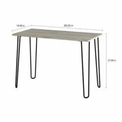 Hastings Home Desk With Hairpin Legs - Woodgrain Look, Steel Accents