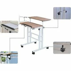 SDADI L101XWFDT Adjustable-Height Steel-Framed Mobile Standing Office Computer Desk with 2 Tiers and Lockable Caster Wheels -Outlet Desks Store unnamed file 10383