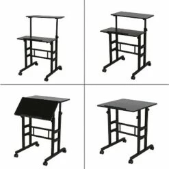 SDADI L101XWFDT Adjustable-Height Steel-Framed Mobile Standing Office Computer Desk with 2 Tiers and Lockable Caster Wheels -Outlet Desks Store unnamed file 10384
