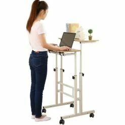 SDADI L101XWFDT Adjustable-Height Steel-Framed Mobile Standing Office Computer Desk with 2 Tiers and Lockable Caster Wheels -Outlet Desks Store unnamed file 10385