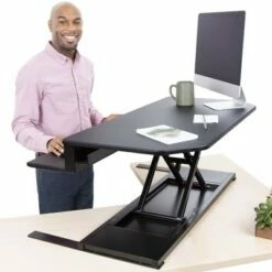 FlexPro Premier Electric Height Adjustable Corner Desk – 39.25” Standing Desk Converter – Black – Stand Steady -Outlet Desks Store unnamed file 10395