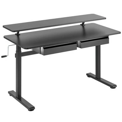 Tranzendesk Standing Desk with Clamp-On Shelf and 2 Drawers – 55" Sit Stand Workstation with 55” Monitor Stand and Under Desk Drawers - Stand Steady 2 Tranzendesk Standing Desk with Clamp-On Shelf and 2 Drawers – 55" Sit Stand Workstation with 55” Monitor Stand and Under Desk Drawers - Stand Steady