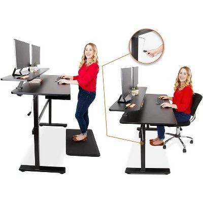 Tranzendesk Standing Desk with Clamp-On Shelf and 2 Drawers – 55" Sit Stand Workstation with 55” Monitor Stand and Under Desk Drawers - Stand Steady 3 Tranzendesk Standing Desk with Clamp-On Shelf and 2 Drawers – 55" Sit Stand Workstation with 55” Monitor Stand and Under Desk Drawers - Stand Steady - Image 2