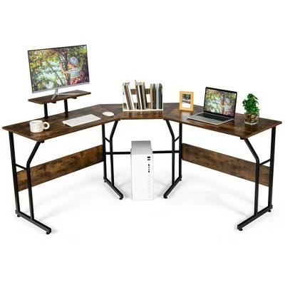 Costway 88.5'' L Shaped Reversible Computer Desk 2 Person Long Table Monitor Stand 12 Costway 88.5'' L Shaped Reversible Computer Desk 2 Person Long Table Monitor Stand - Image 10