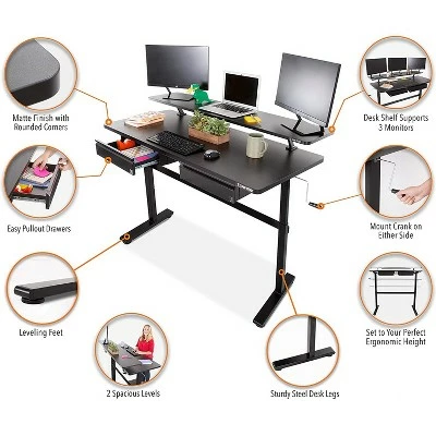 Tranzendesk Standing Desk with Clamp-On Shelf and 2 Drawers – 55" Sit Stand Workstation with 55” Monitor Stand and Under Desk Drawers - Stand Steady 5 Tranzendesk Standing Desk with Clamp-On Shelf and 2 Drawers – 55" Sit Stand Workstation with 55” Monitor Stand and Under Desk Drawers - Stand Steady - Image 4