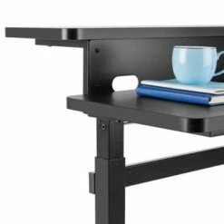 Tranzendesk Standing Desk with Dual Shelves, Front Handle, and Wheels – 55” Sit to Stand Workstation – Black – Stand Steady -Outlet Desks Store unnamed file 10422
