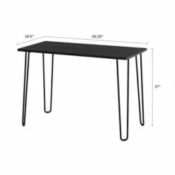 Lavish Home Desk with Hairpin Legs, Woodgrain-Look and Steel Accent, Black