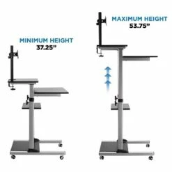 Mount-It! 37" - 54" Height Adjustable Stand-Up Mobile Presentation Cart Black (MI-7942-BLK) -Outlet Desks Store unnamed file 10487