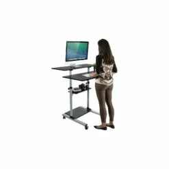 Mount-It! 37"-55" Plastic/Steel Adjustable Desk Black/Gray MI-7970
