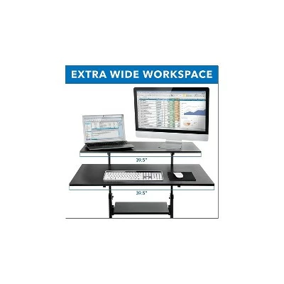 Mount-It! 37"-55" Plastic/Steel Adjustable Desk Black/Gray MI-7970 4 Mount-It! 37"-55" Plastic/Steel Adjustable Desk Black/Gray MI-7970 - Image 2