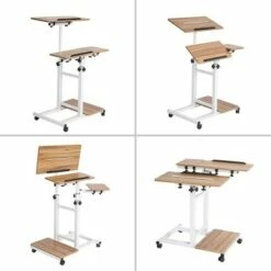 SDADI S092WFDT Mobile Standing Desk Sofa Desk Overbed Table 3 in 1 Multifunctional Desk with Monitor Lock &PC Case Shelf, Dark Grain -Outlet Desks Store unnamed file 10531