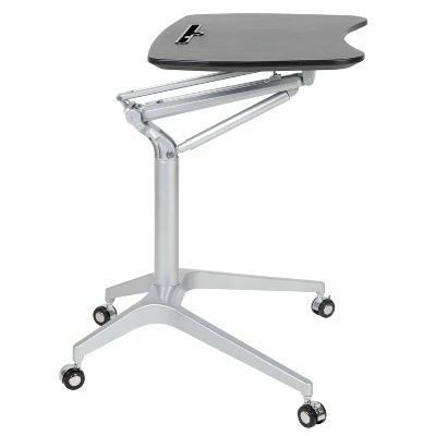 Mobile Sit-Down Stand-Up Ergonomic Standing Computer Desk - Riverstone Furniture Black 6 Mobile Sit-Down Stand-Up Ergonomic Standing Computer Desk - Riverstone Furniture Black - Image 4