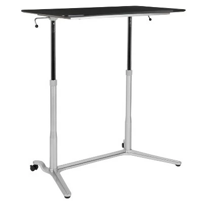 Sit-Down Stand-Up Ergonomic Computer Desk - Riverstone Furniture Cherry 4 Sit-Down Stand-Up Ergonomic Computer Desk - Riverstone Furniture Cherry - Image 2