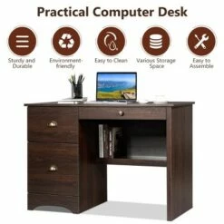 Costway Computer Desk PC Laptop Writing Table Workstation Study Furniture With Drawers -Outlet Desks Store unnamed file 1057