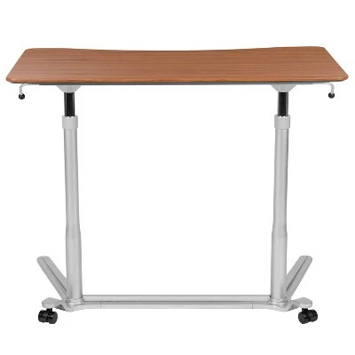 Sit-Down Stand-Up Ergonomic Computer Desk - Riverstone Furniture Cherry 12 Sit-Down Stand-Up Ergonomic Computer Desk - Riverstone Furniture Cherry - Image 10