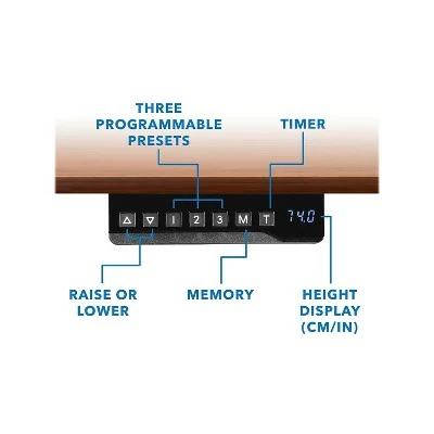 Mount-It! 30"-49"H Adjustable Electric Sit-Stand Desk Brown/Black (MI-18065) 4 Mount-It! 30"-49"H Adjustable Electric Sit-Stand Desk Brown/Black (MI-18065) - Image 2