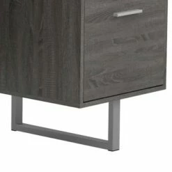 Wooden Office Desk with 1 Drawer and 1 Door Cabinet Gray - Benzara