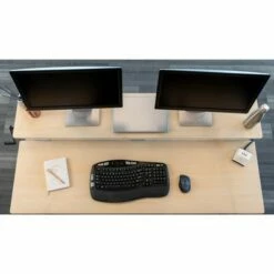 Stand Up Desk store 60" Two-tier Crank Adjustable Sit to Stand Desk – (White/Birch) -Outlet Desks Store unnamed file 10668