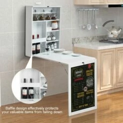 Costway Wall Mounted Table Fold Out Convertible Desk with A Blackboard/Chalkboard White -Outlet Desks Store unnamed file 10741