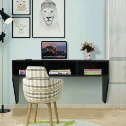 Costway Wall Mounted Floating Computer Table Sturdy Desk Home Office Furni Storag Shelf -Outlet Desks Store unnamed file 10750