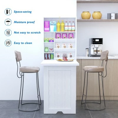 Costway Wall Mounted Fold-Out Convertible Floating Desk Space Saver Writing Table White 6 Costway Wall Mounted Fold-Out Convertible Floating Desk Space Saver Writing Table White - Image 4