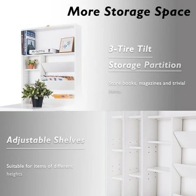Costway Wall Mounted Fold-Out Convertible Floating Desk Space Saver Writing Table White 8 Costway Wall Mounted Fold-Out Convertible Floating Desk Space Saver Writing Table White - Image 6
