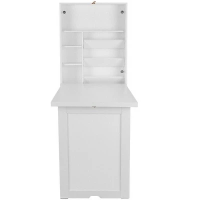 Costway Wall Mounted Fold-Out Convertible Floating Desk Space Saver Writing Table White 9 Costway Wall Mounted Fold-Out Convertible Floating Desk Space Saver Writing Table White - Image 7