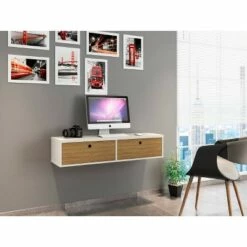 42.28" Liberty Floating Office Desk Off White/Cinnamon - Manhattan Comfort
