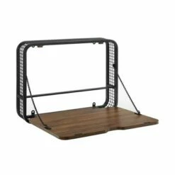 Sylvain Urban Industrial Metal and Wood Floating Wall Desk - Saracina Home English Oak